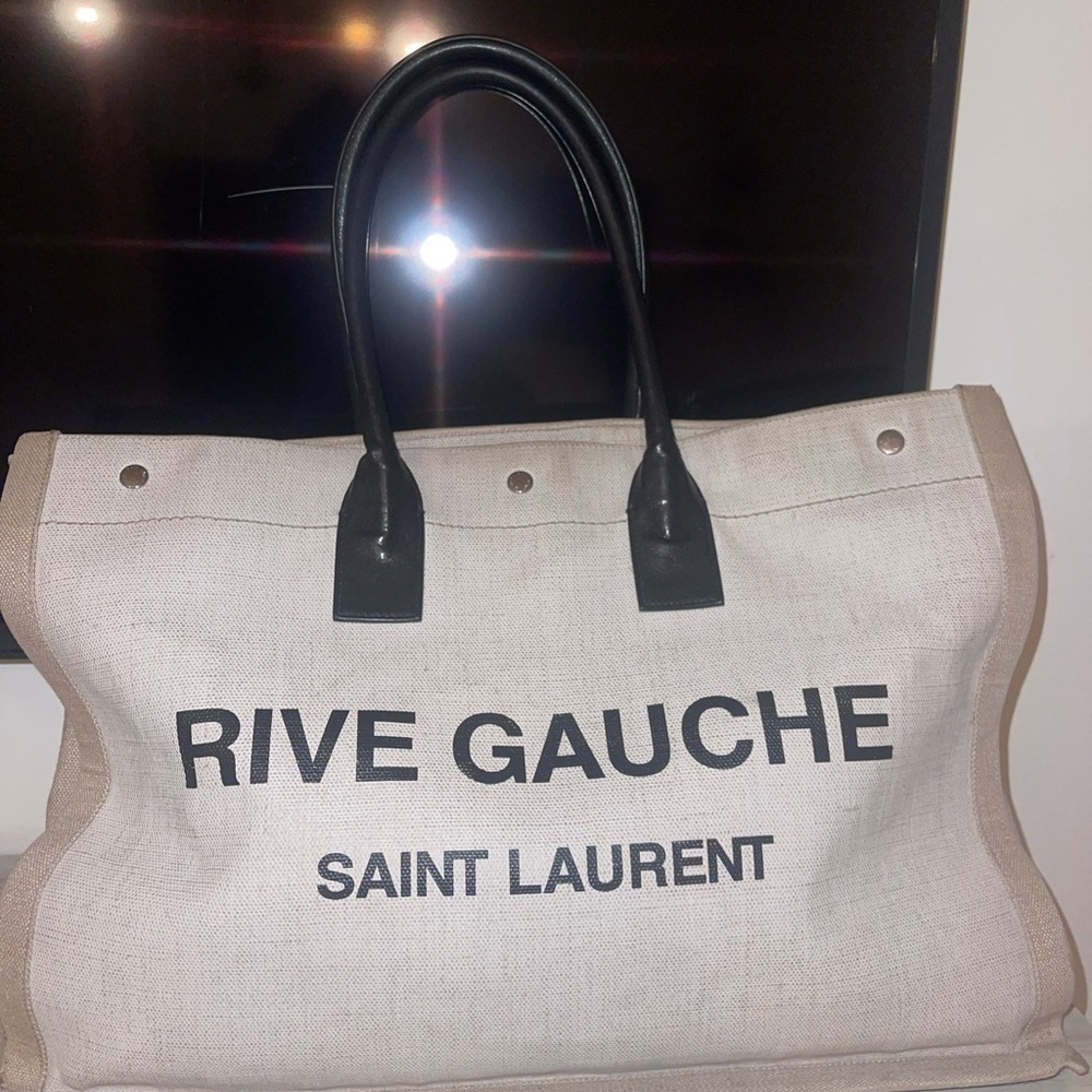 Saint Laurent Rive Gauche Tote in Black and Tan